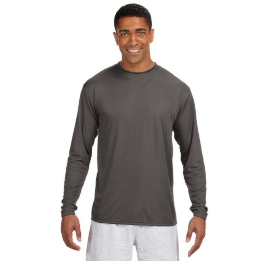 A4 men's LongSleeve Cooling Performance Crew - N3165 - Graphite